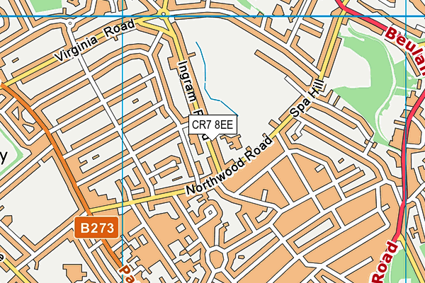 CR7 8EE map - OS VectorMap District (Ordnance Survey)