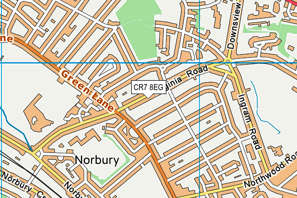 CR7 8EG map - OS VectorMap District (Ordnance Survey)