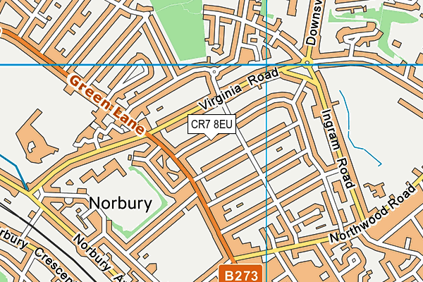 CR7 8EU map - OS VectorMap District (Ordnance Survey)