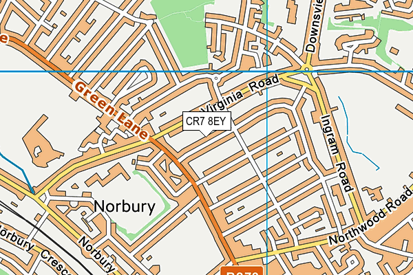 CR7 8EY map - OS VectorMap District (Ordnance Survey)