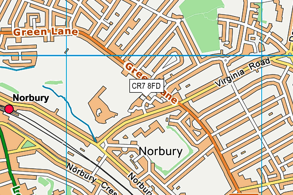 CR7 8FD map - OS VectorMap District (Ordnance Survey)