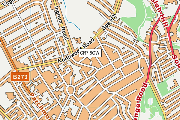 CR7 8GW map - OS VectorMap District (Ordnance Survey)