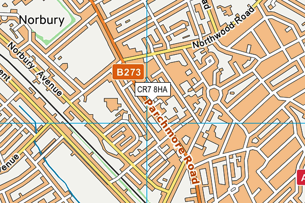 CR7 8HA map - OS VectorMap District (Ordnance Survey)