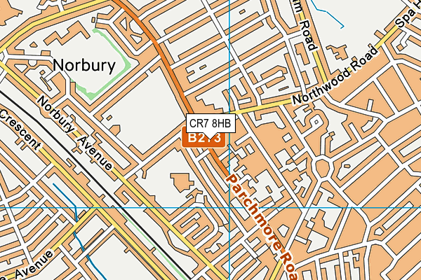 CR7 8HB map - OS VectorMap District (Ordnance Survey)