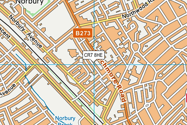 CR7 8HE map - OS VectorMap District (Ordnance Survey)