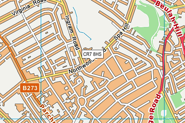 CR7 8HS map - OS VectorMap District (Ordnance Survey)