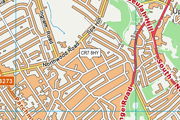 CR7 8HY map - OS VectorMap District (Ordnance Survey)