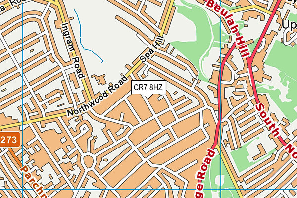 CR7 8HZ map - OS VectorMap District (Ordnance Survey)