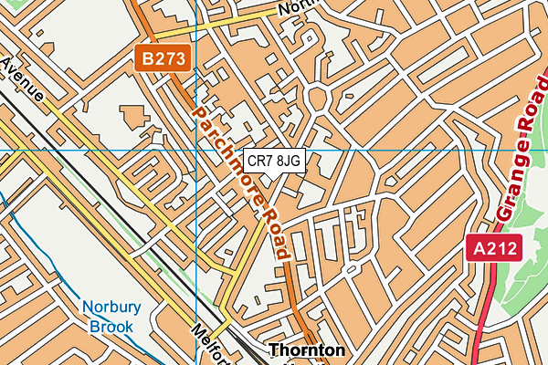 CR7 8JG map - OS VectorMap District (Ordnance Survey)