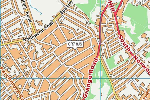 CR7 8JS map - OS VectorMap District (Ordnance Survey)