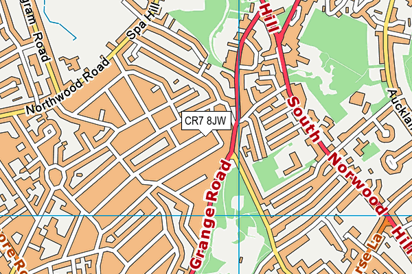 CR7 8JW map - OS VectorMap District (Ordnance Survey)