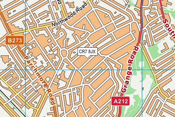CR7 8JX map - OS VectorMap District (Ordnance Survey)