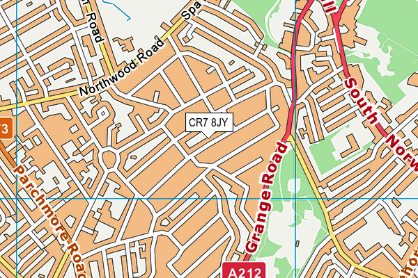 CR7 8JY map - OS VectorMap District (Ordnance Survey)