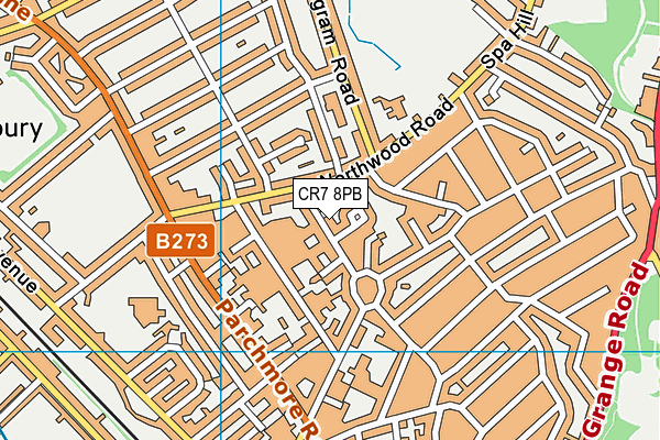 CR7 8PB map - OS VectorMap District (Ordnance Survey)