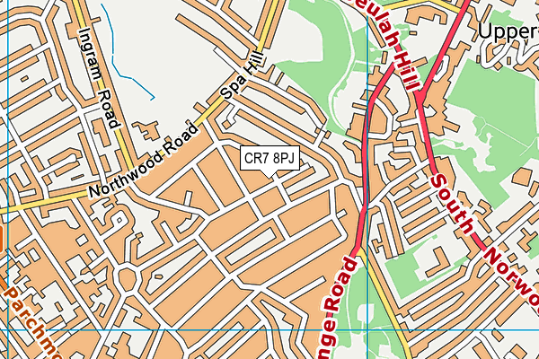 CR7 8PJ map - OS VectorMap District (Ordnance Survey)