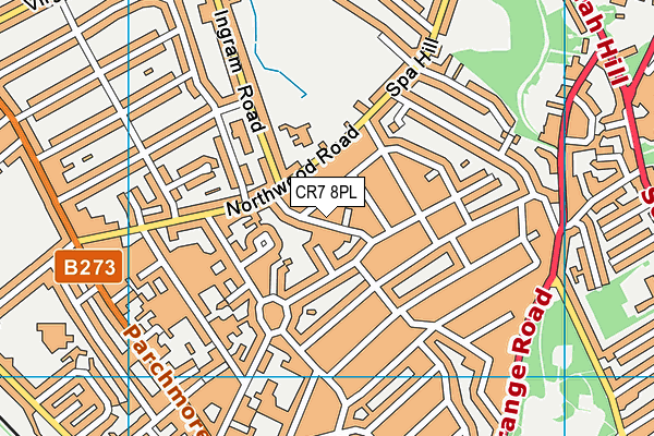 CR7 8PL map - OS VectorMap District (Ordnance Survey)