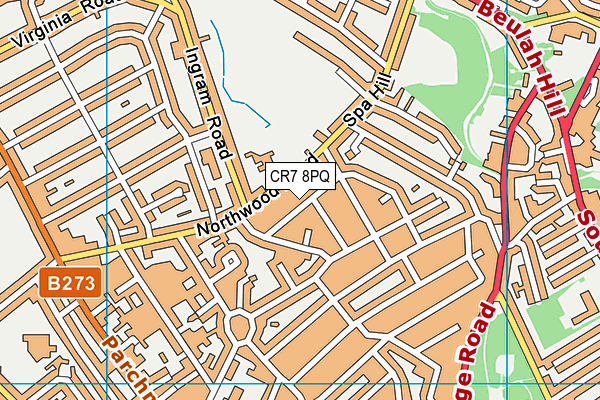 CR7 8PQ map - OS VectorMap District (Ordnance Survey)