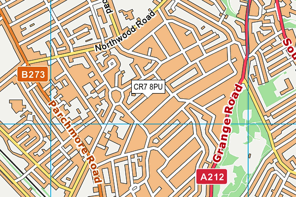 CR7 8PU map - OS VectorMap District (Ordnance Survey)