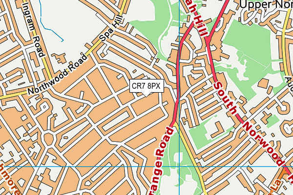 CR7 8PX map - OS VectorMap District (Ordnance Survey)