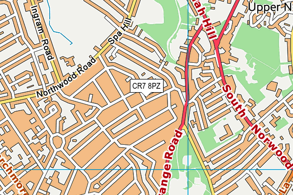 CR7 8PZ map - OS VectorMap District (Ordnance Survey)