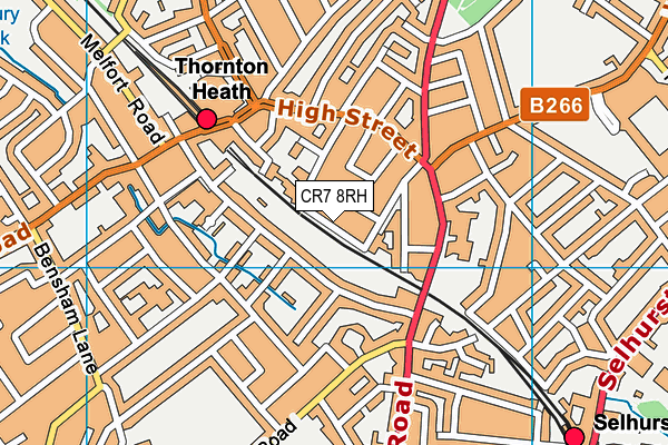 CR7 8RH map - OS VectorMap District (Ordnance Survey)