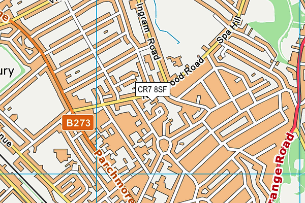 CR7 8SF map - OS VectorMap District (Ordnance Survey)