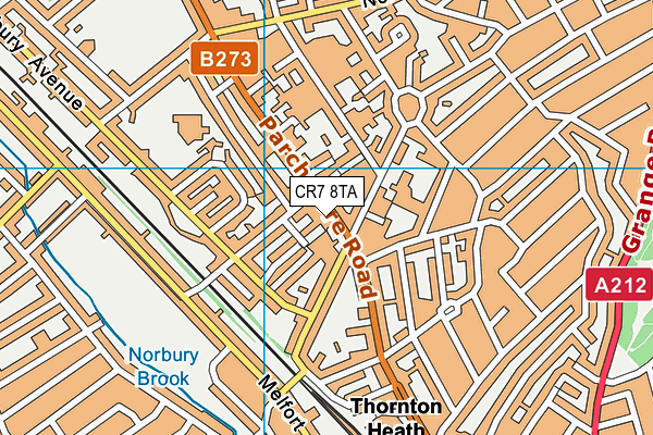 CR7 8TA map - OS VectorMap District (Ordnance Survey)