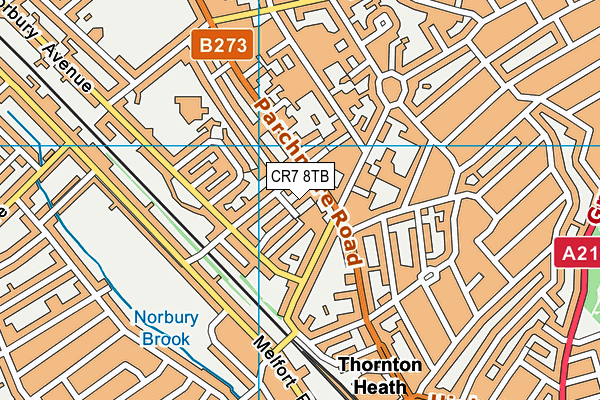 CR7 8TB map - OS VectorMap District (Ordnance Survey)