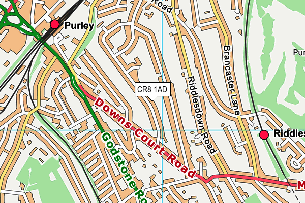 CR8 1AD map - OS VectorMap District (Ordnance Survey)