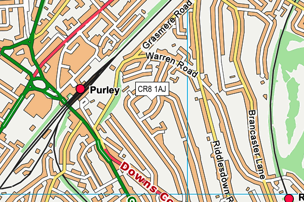 CR8 1AJ map - OS VectorMap District (Ordnance Survey)