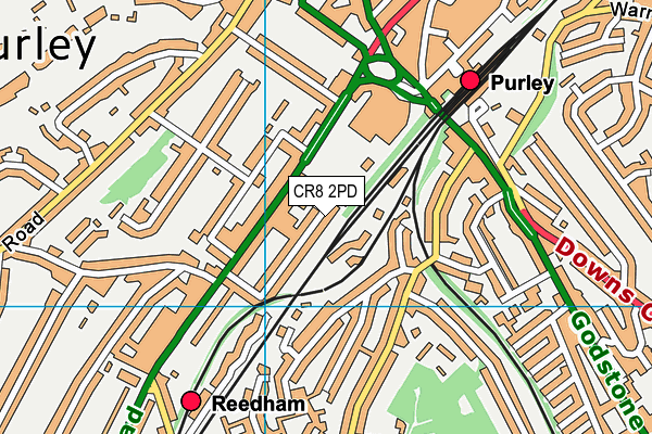 CR8 2PD map - OS VectorMap District (Ordnance Survey)