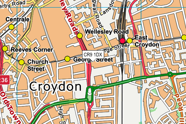 Croydon College map (CR9 1DX) - OS VectorMap District (Ordnance Survey)