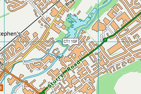 CT1 1GF map - OS VectorMap District (Ordnance Survey)