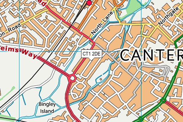 CT1 2DE map - OS VectorMap District (Ordnance Survey)