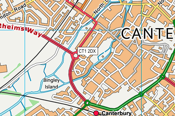 CT1 2DX map - OS VectorMap District (Ordnance Survey)