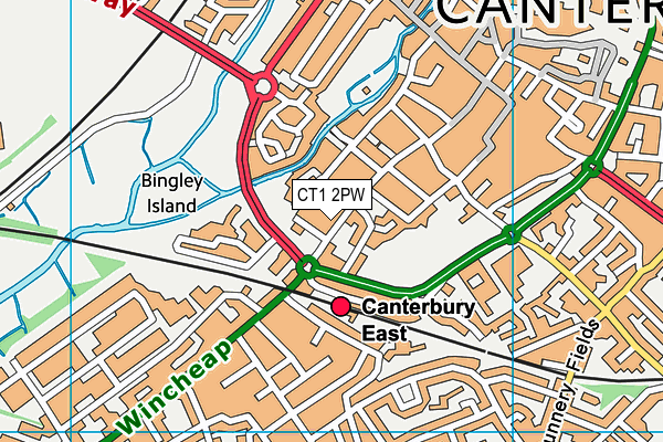 CT1 2PW map - OS VectorMap District (Ordnance Survey)