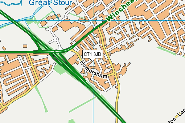 CT1 3JD map - OS VectorMap District (Ordnance Survey)