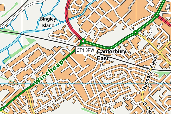CT1 3PW map - OS VectorMap District (Ordnance Survey)