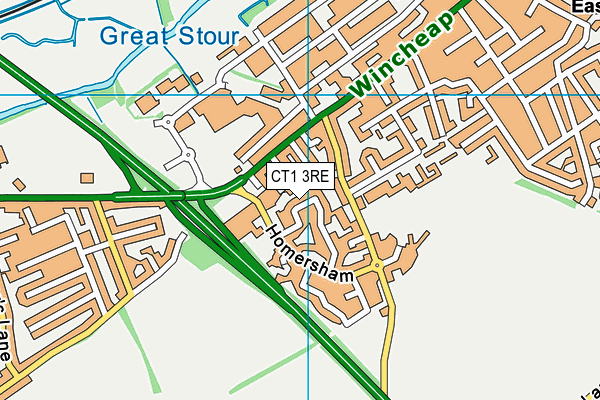 CT1 3RE map - OS VectorMap District (Ordnance Survey)