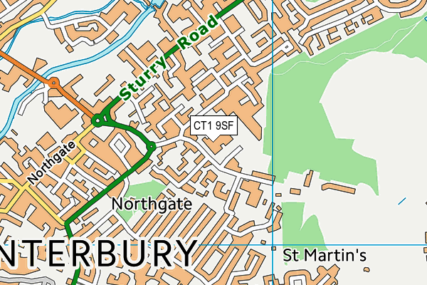 CT1 9SF map - OS VectorMap District (Ordnance Survey)