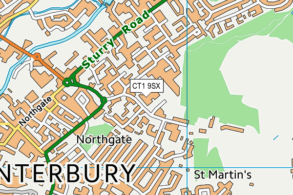 CT1 9SX map - OS VectorMap District (Ordnance Survey)