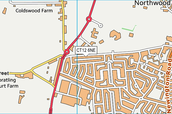 CT12 6NE map - OS VectorMap District (Ordnance Survey)