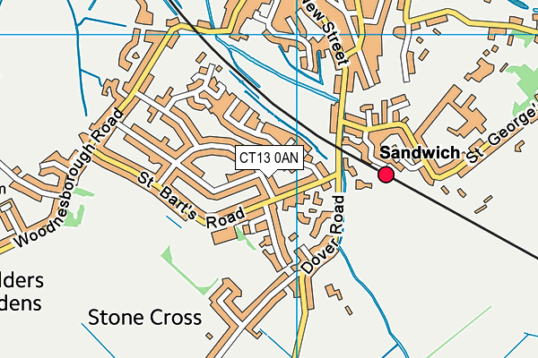 CT13 0AN map - OS VectorMap District (Ordnance Survey)