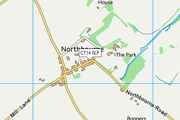 Northbourne Parish Hall map (CT14 0LF) - OS VectorMap District (Ordnance Survey)