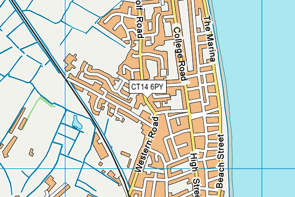Sandown School map (CT14 6PY) - OS VectorMap District (Ordnance Survey)