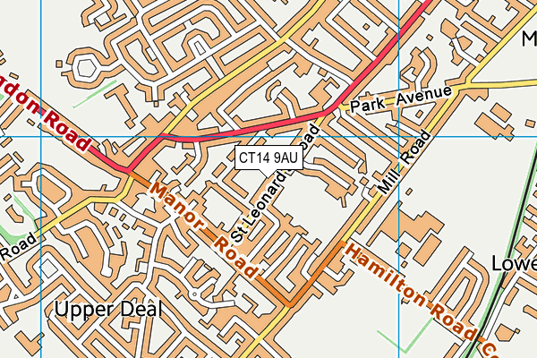 CT14 9AU map - OS VectorMap District (Ordnance Survey)