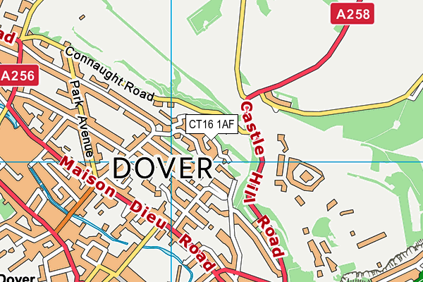 CT16 1AF map - OS VectorMap District (Ordnance Survey)