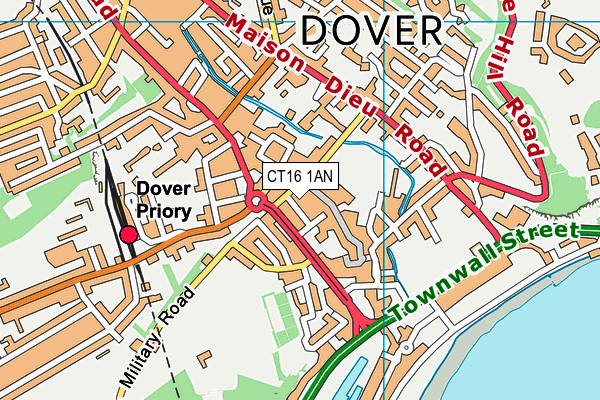 CT16 1AN map - OS VectorMap District (Ordnance Survey)