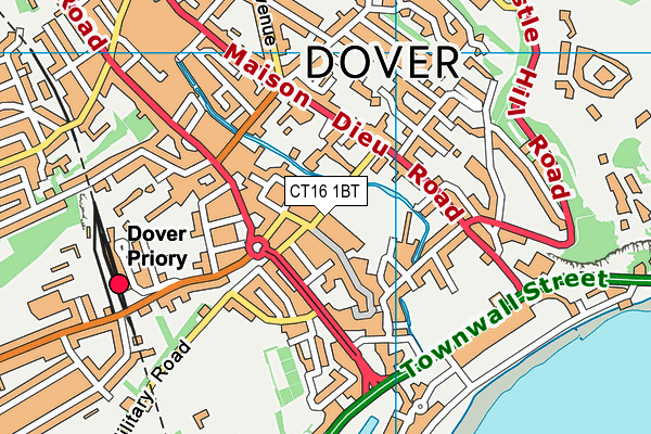 CT16 1BT map - OS VectorMap District (Ordnance Survey)