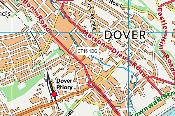 CT16 1DG map - OS VectorMap District (Ordnance Survey)